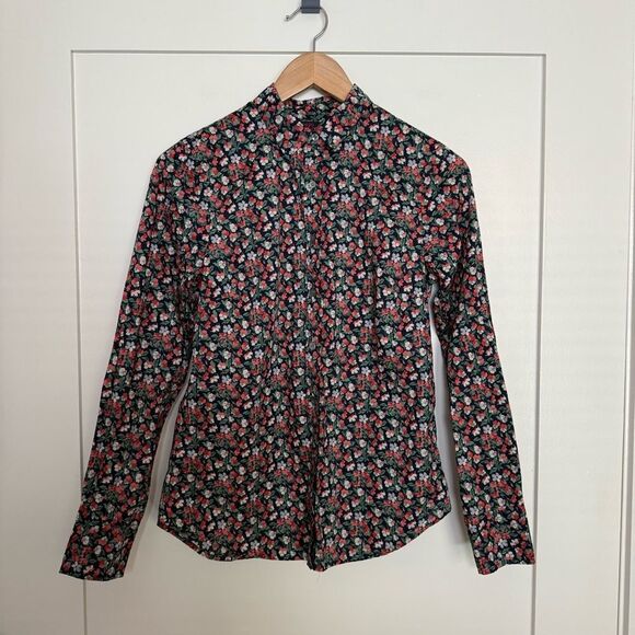 J Crew Liberty Fabric Shirt Blouse Women Sz 2 Floral Long Sleeve Button Up Artsy - Picture 1 of 10